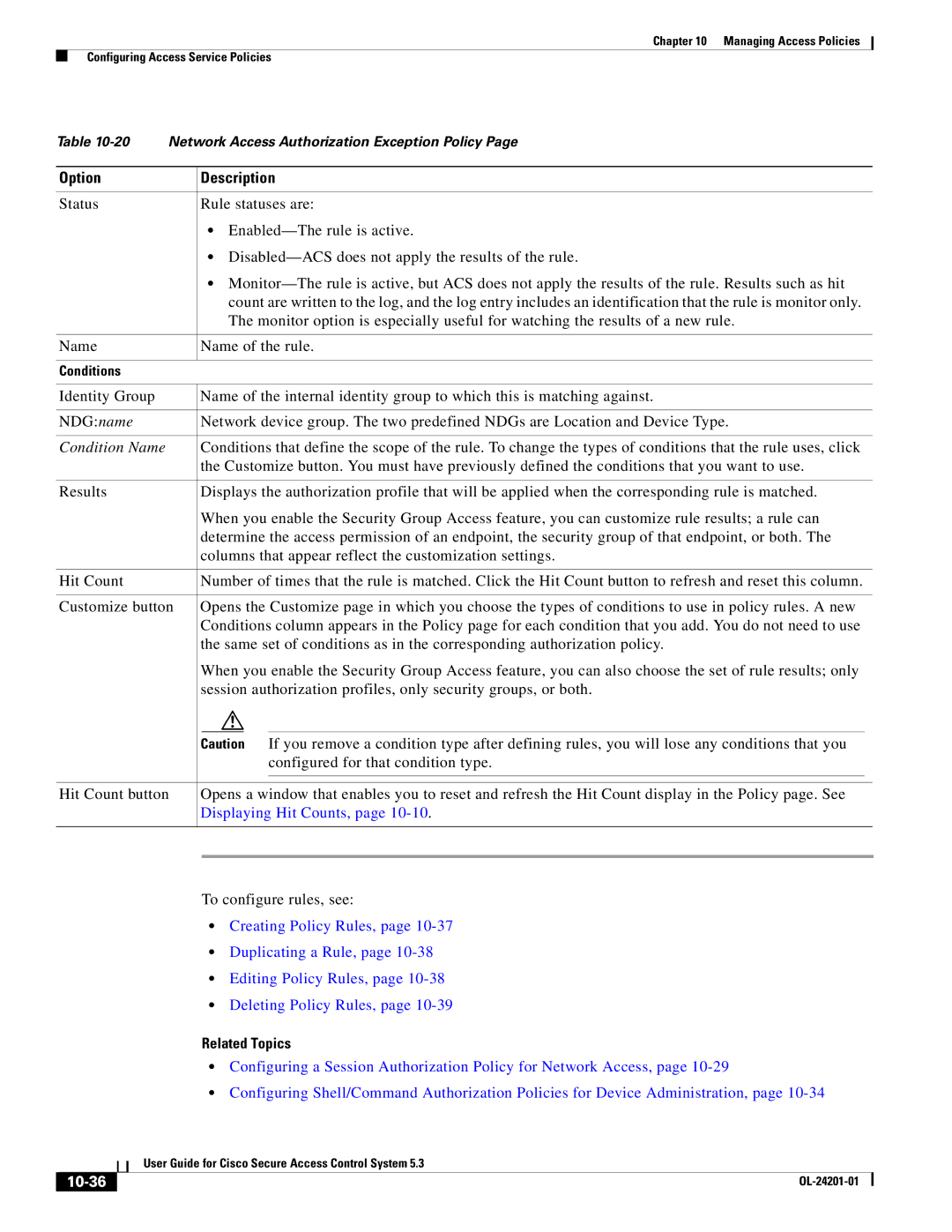 Cisco Systems OL-24201-01 manual Condition Name, 10-36 