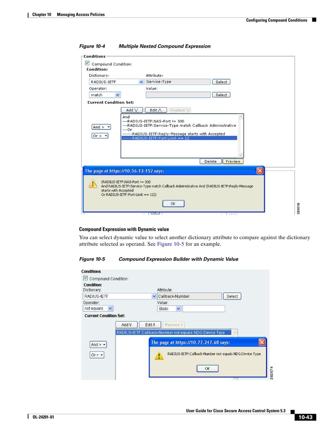 Cisco Systems OL-24201-01 manual Compound Expression with Dynamic value, 10-43 