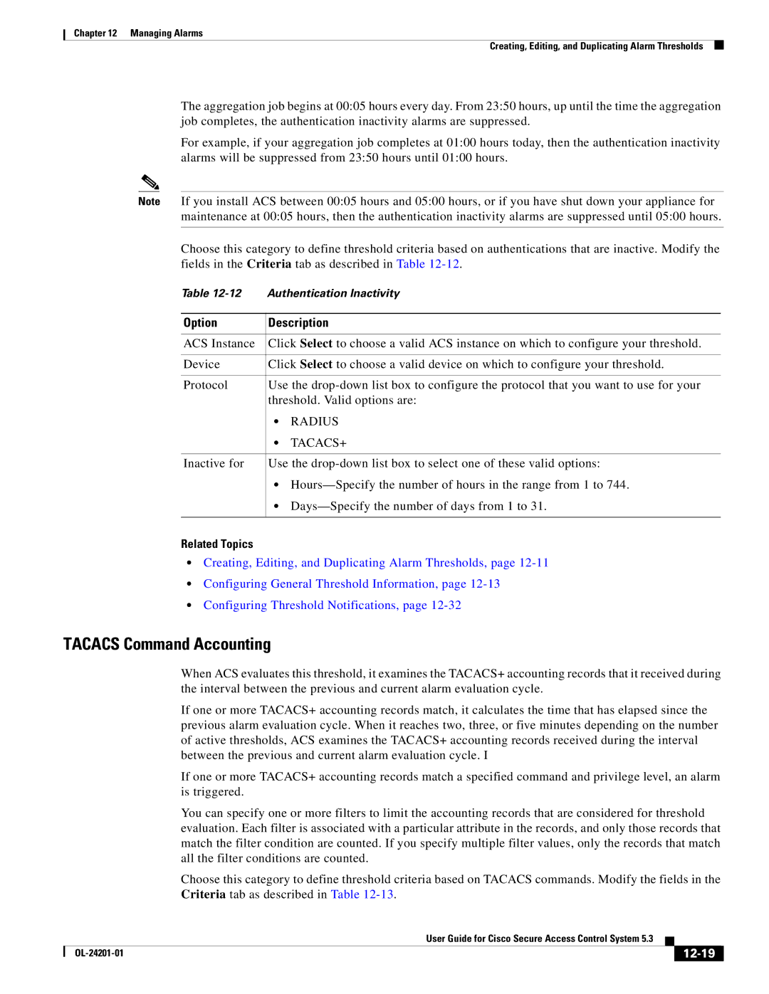 Cisco Systems OL-24201-01 manual Tacacs Command Accounting, 12-19 