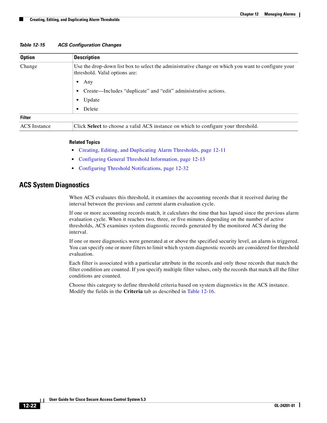 Cisco Systems OL-24201-01 manual ACS System Diagnostics, 12-22 