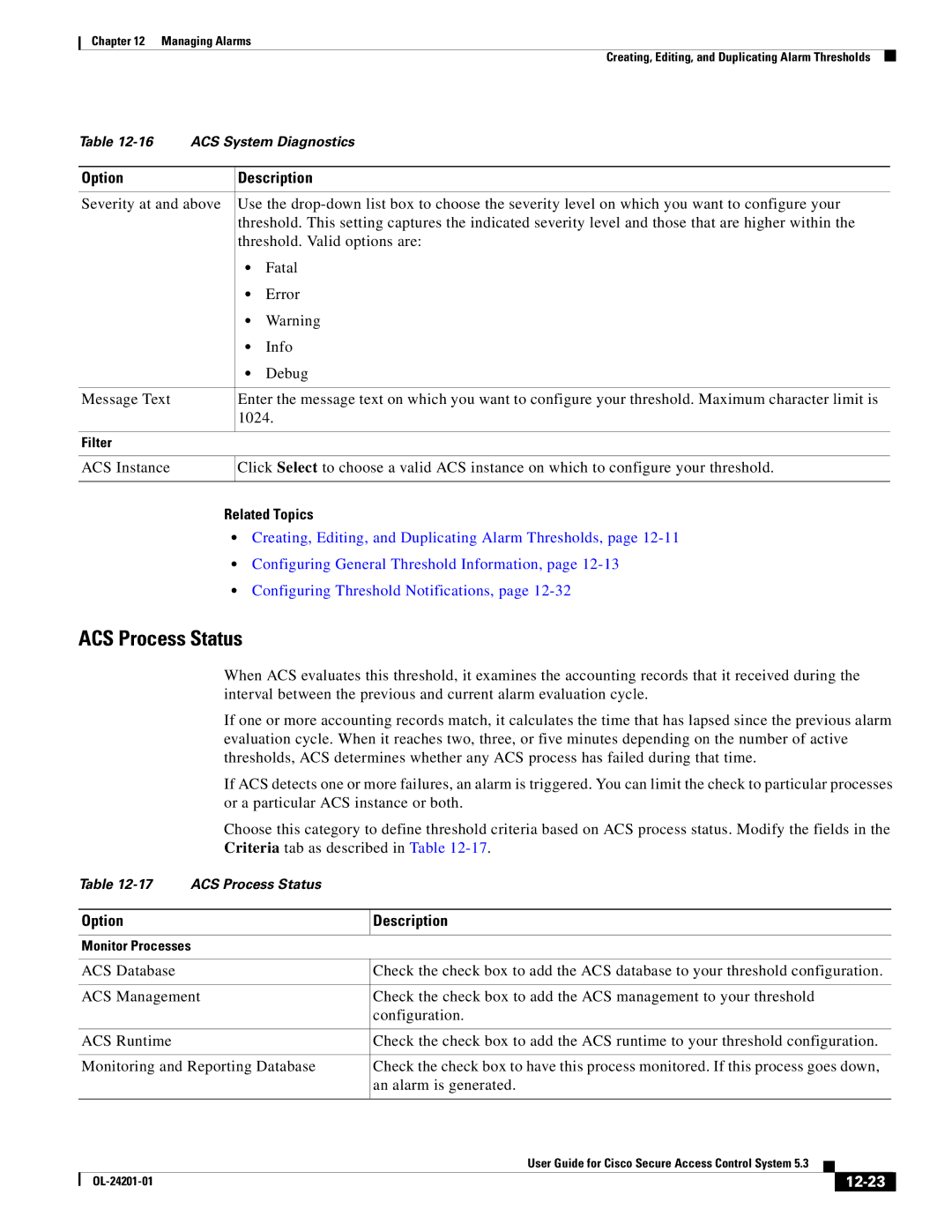 Cisco Systems OL-24201-01 manual ACS Process Status, 12-23 