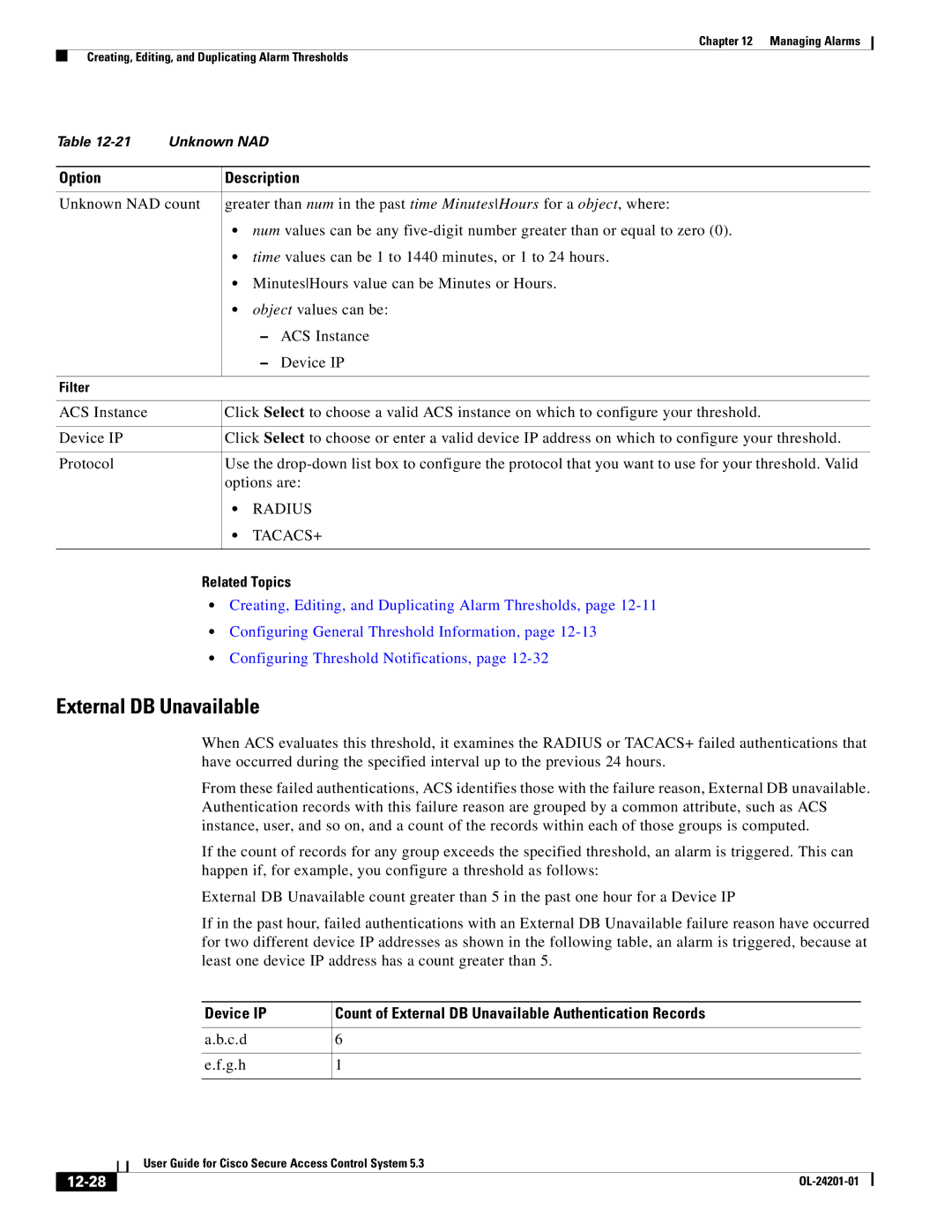 Cisco Systems OL-24201-01 manual External DB Unavailable, 12-28 