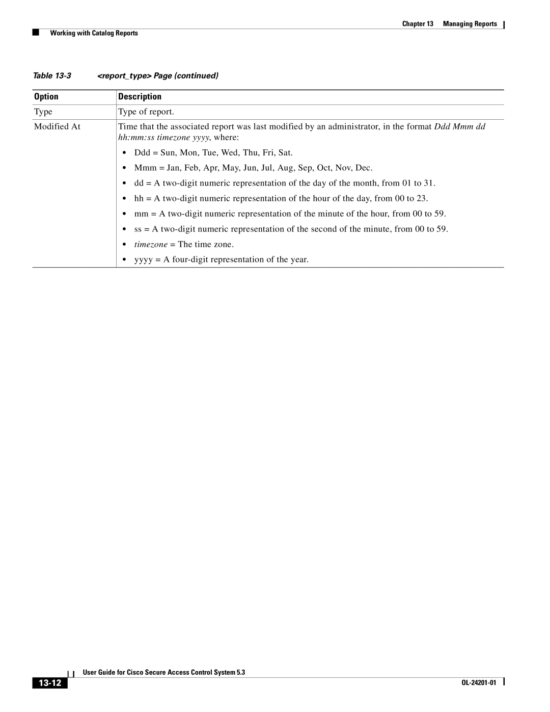 Cisco Systems OL-24201-01 manual Option Description, 13-12 