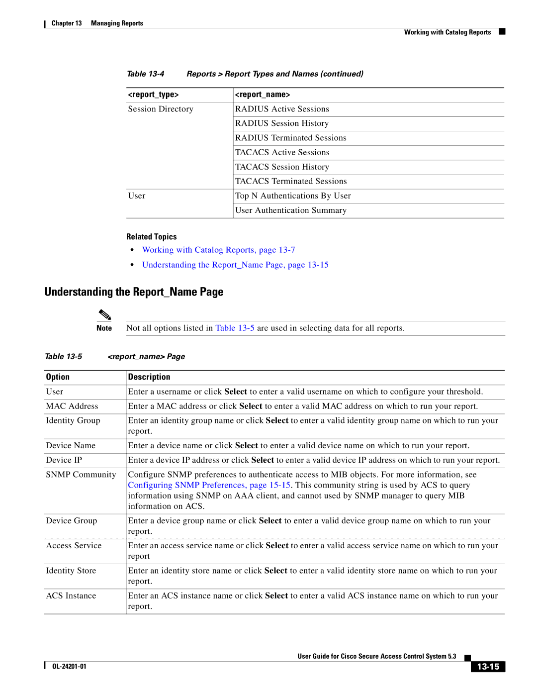 Cisco Systems OL-24201-01 manual Understanding the ReportName, 13-15 