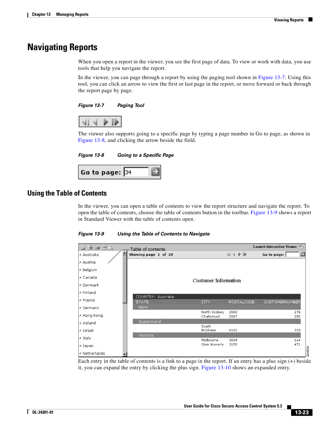 Cisco Systems OL-24201-01 manual Navigating Reports, Using the Table of Contents 