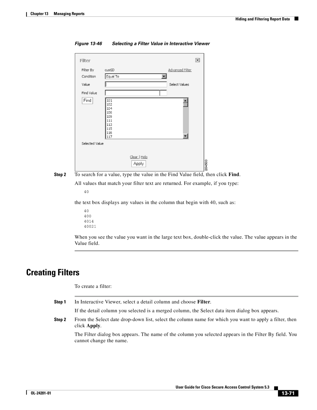 Cisco Systems OL-24201-01 manual Creating Filters, 13-71 