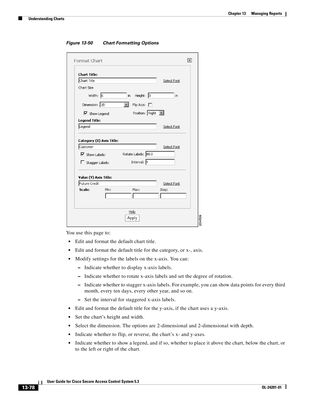 Cisco Systems OL-24201-01 manual 13-78, Chart Formatting Options 