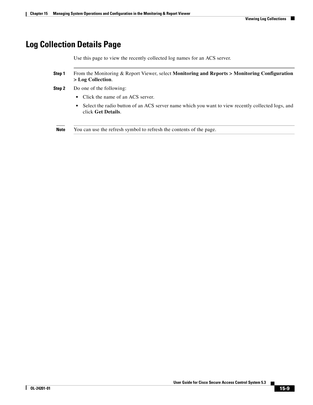 Cisco Systems OL-24201-01 manual Log Collection Details, 15-9 