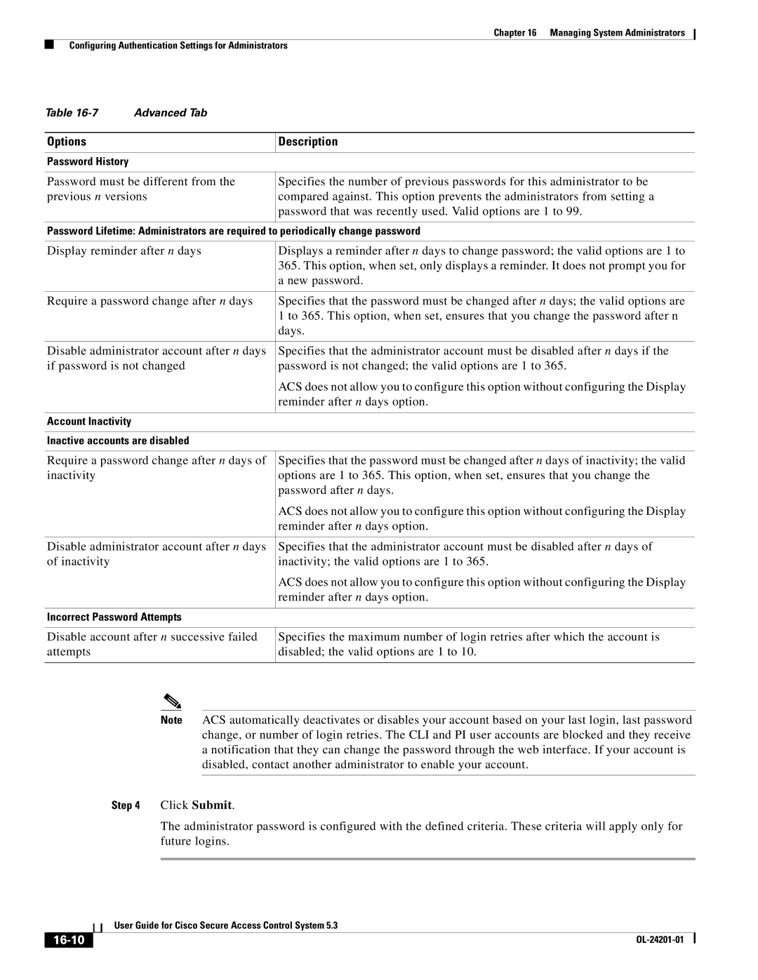 Cisco Systems OL-24201-01 manual Options Description, 16-10 