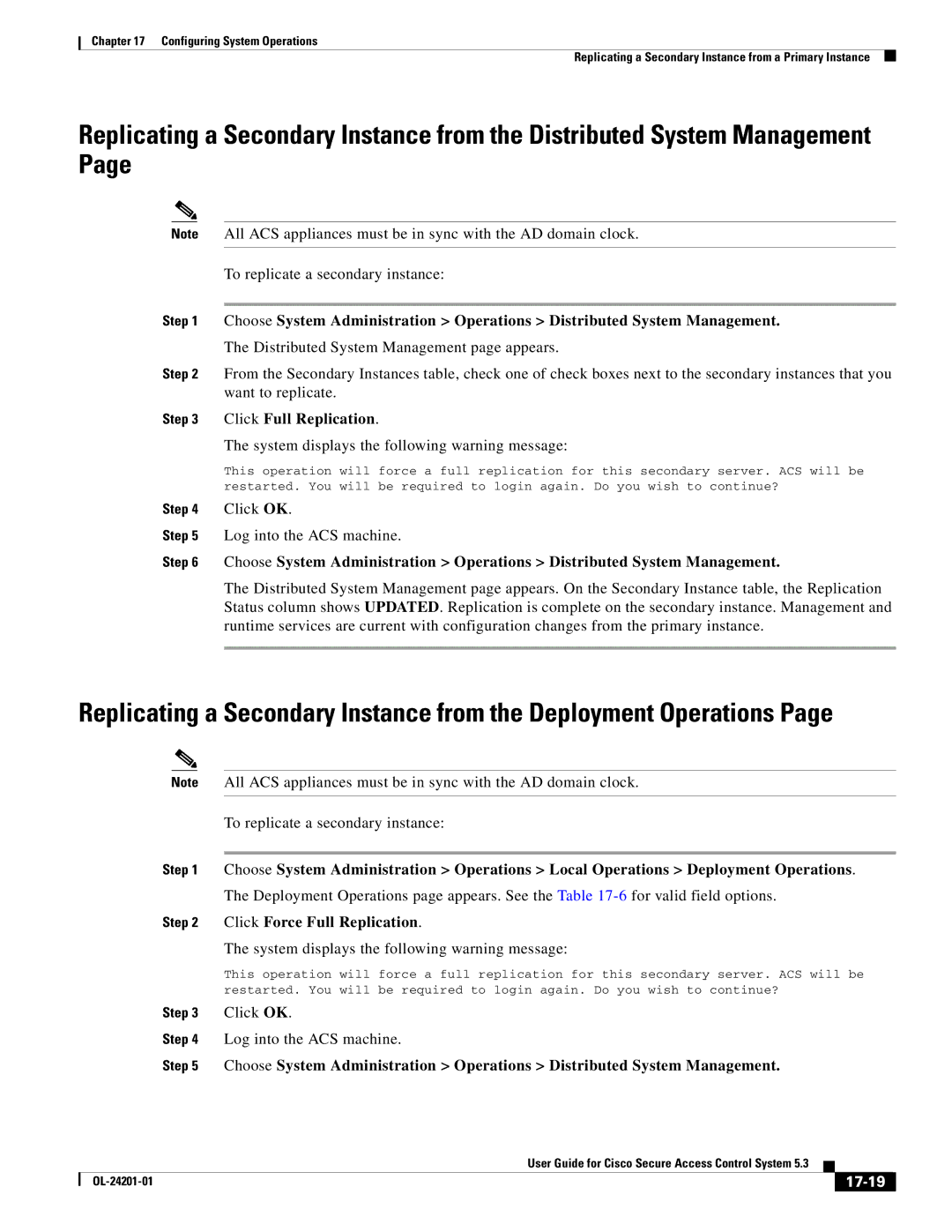 Cisco Systems OL-24201-01 manual Click Full Replication, 17-19 