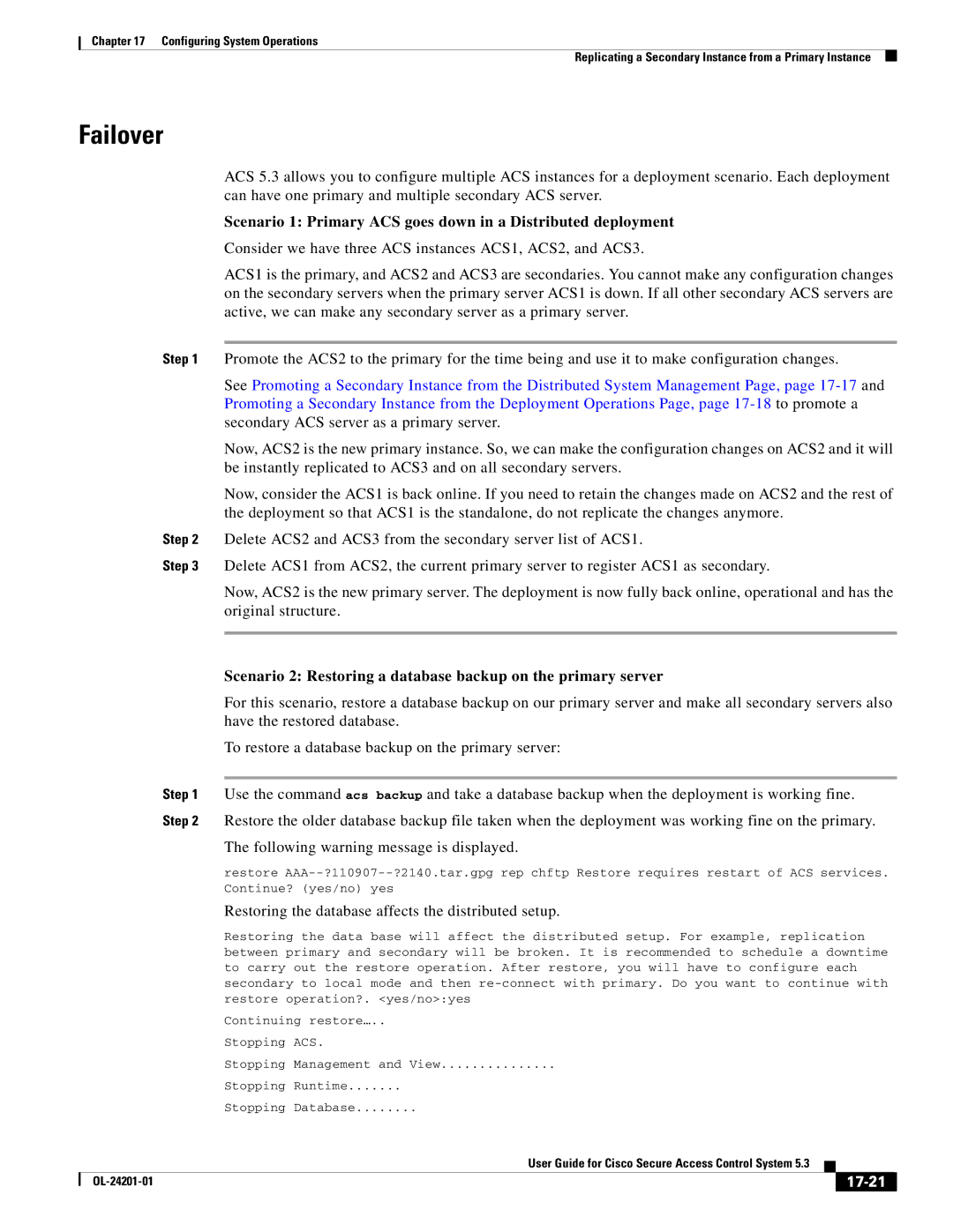 Cisco Systems OL-24201-01 manual Failover, 17-21 