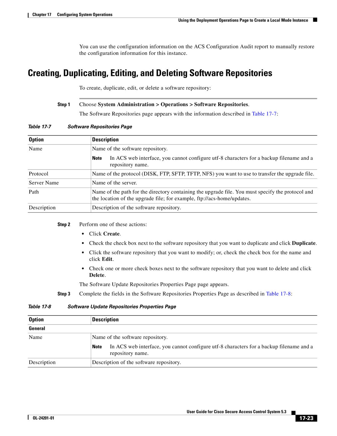 Cisco Systems OL-24201-01 manual Option Description, 17-23 