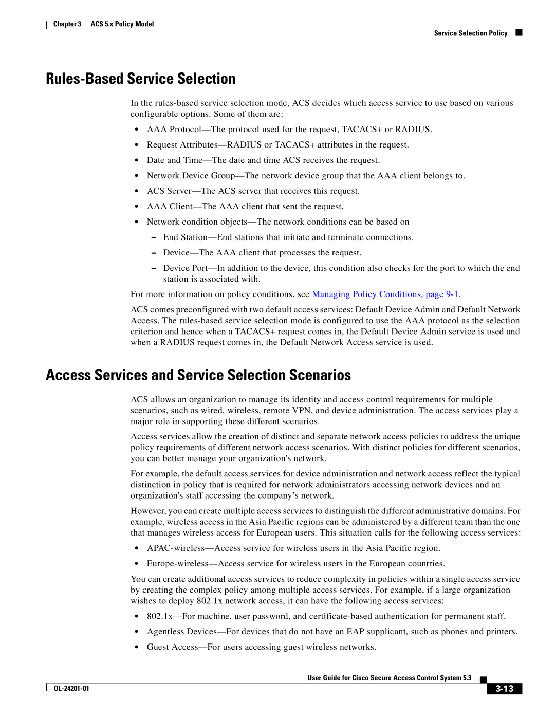 Cisco Systems OL-24201-01 manual Rules-Based Service Selection, Access Services and Service Selection Scenarios 