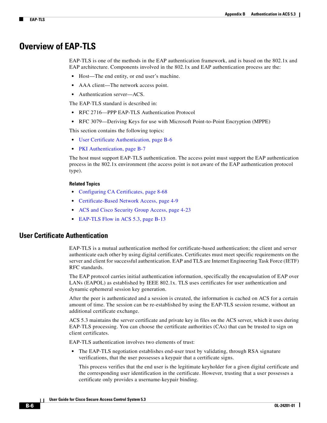 Cisco Systems OL-24201-01 manual Overview of EAP-TLS, User Certificate Authentication 