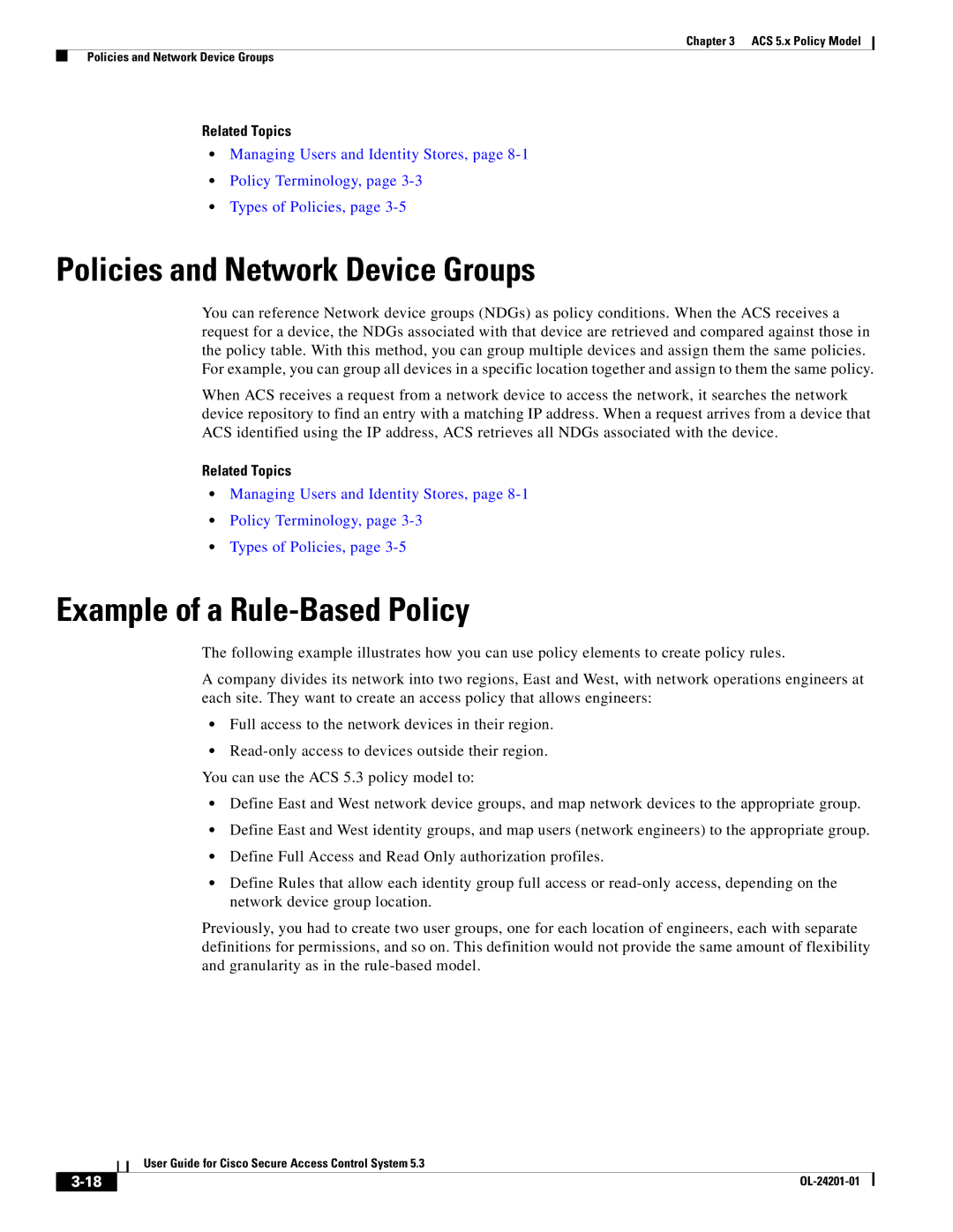 Cisco Systems OL-24201-01 manual Policies and Network Device Groups, Example of a Rule-Based Policy 