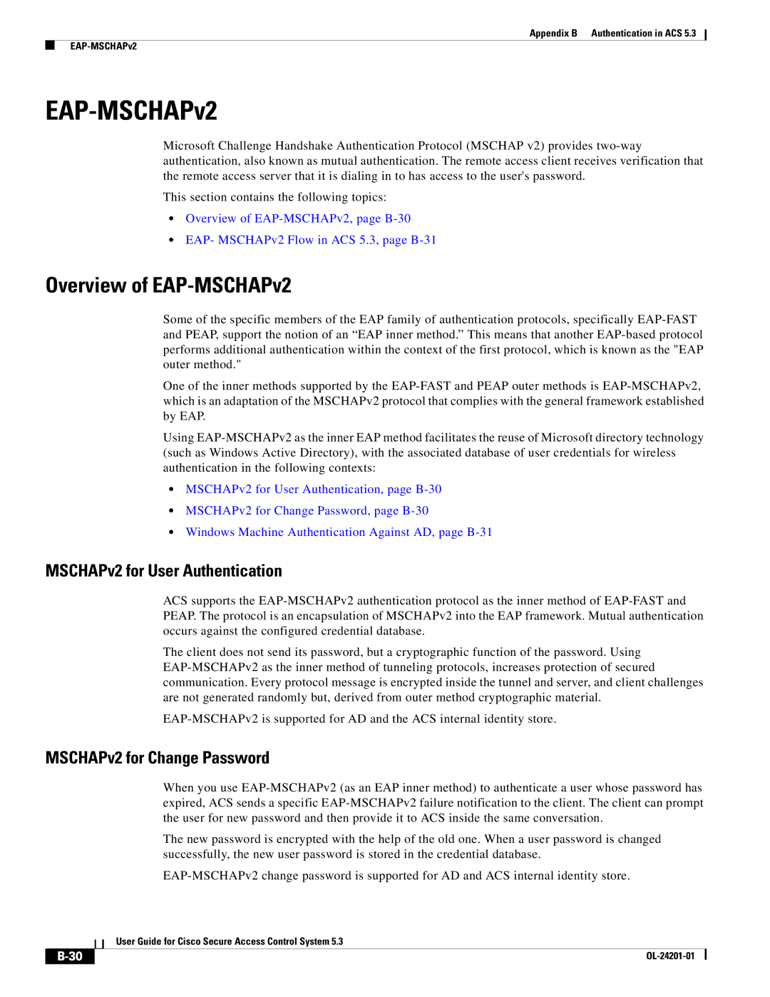 Cisco Systems OL-24201-01 Overview of EAP-MSCHAPv2, MSCHAPv2 for User Authentication, MSCHAPv2 for Change Password 