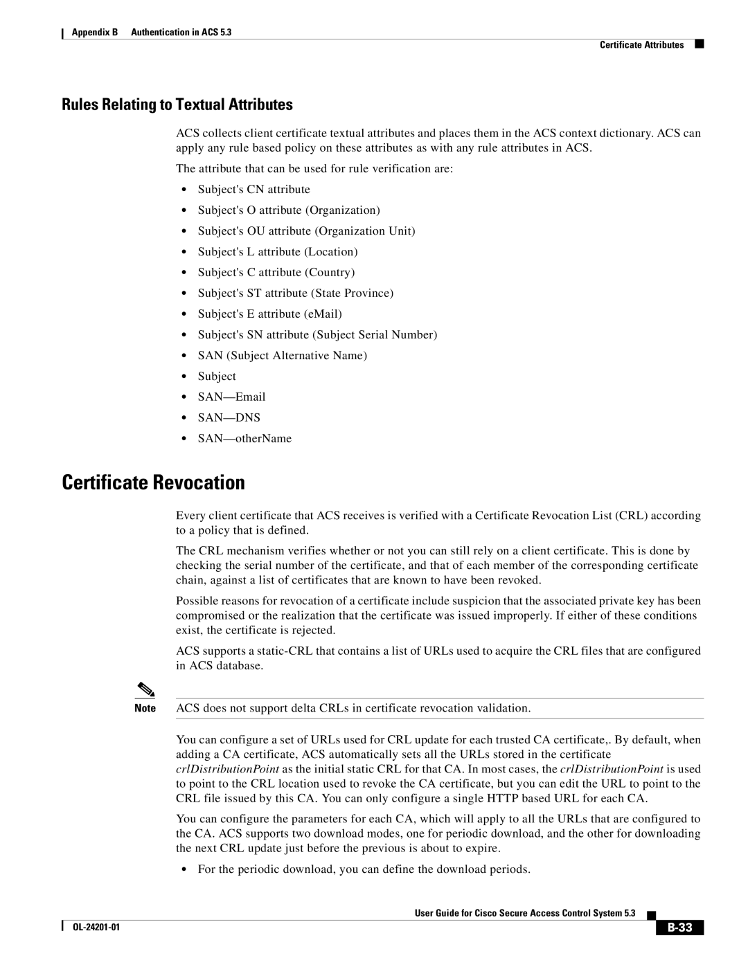 Cisco Systems OL-24201-01 manual Certificate Revocation, Rules Relating to Textual Attributes 