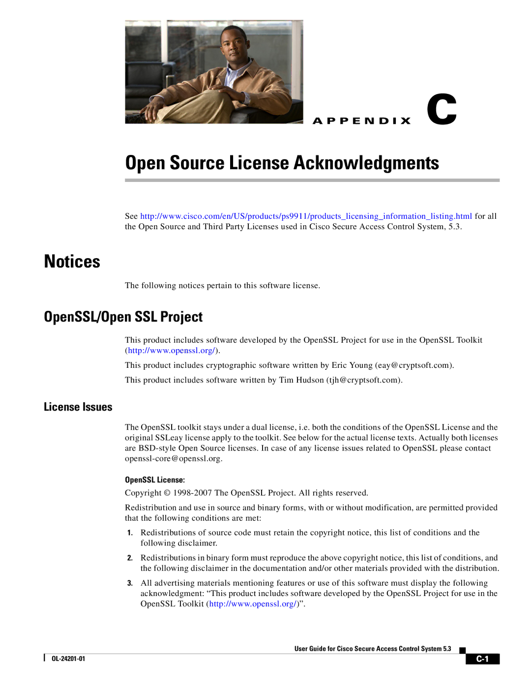 Cisco Systems OL-24201-01 manual OpenSSL/Open SSL Project, License Issues, OpenSSL License 