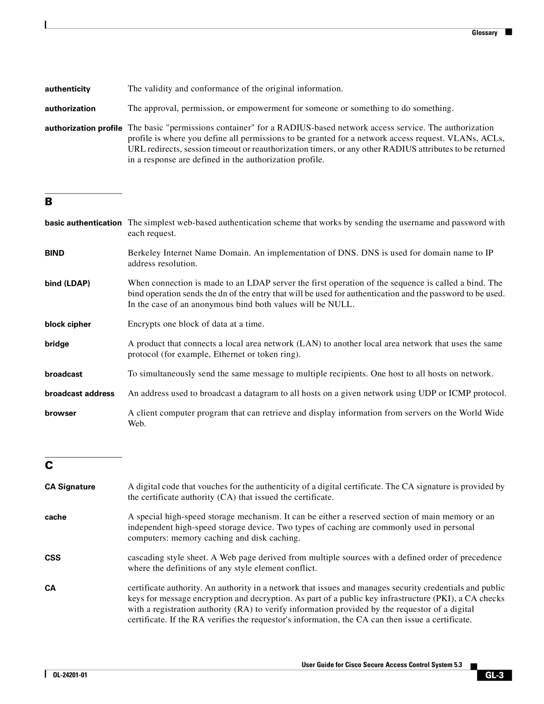 Cisco Systems OL-24201-01 manual Validity and conformance of the original information, GL-3 