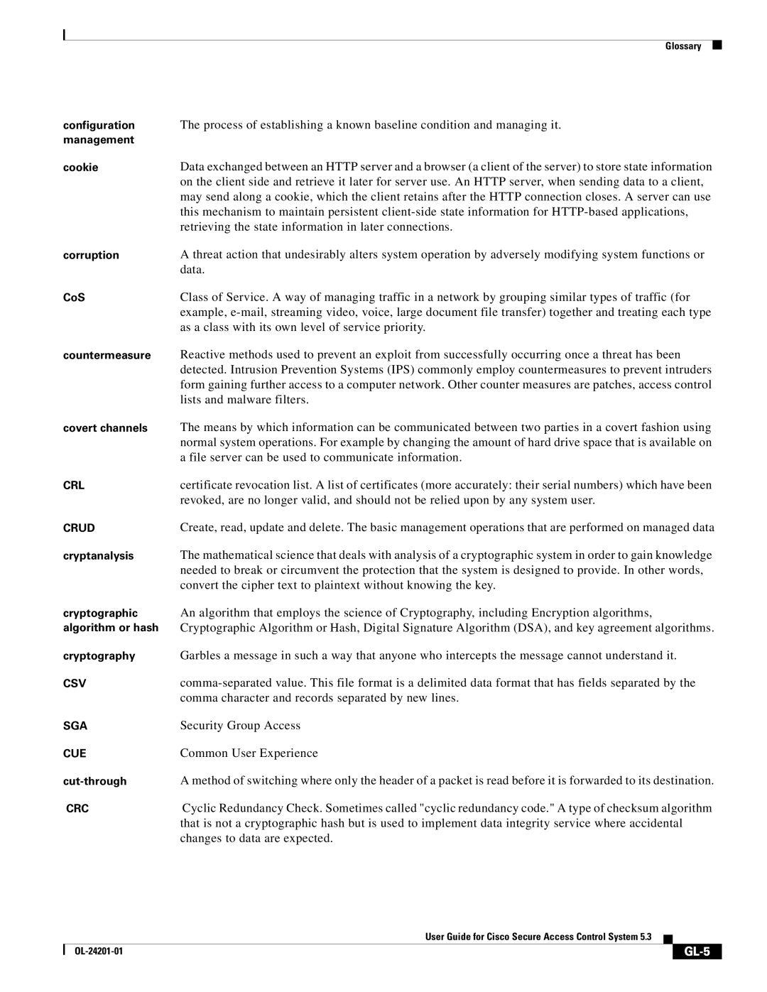 Cisco Systems OL-24201-01 manual GL-5 