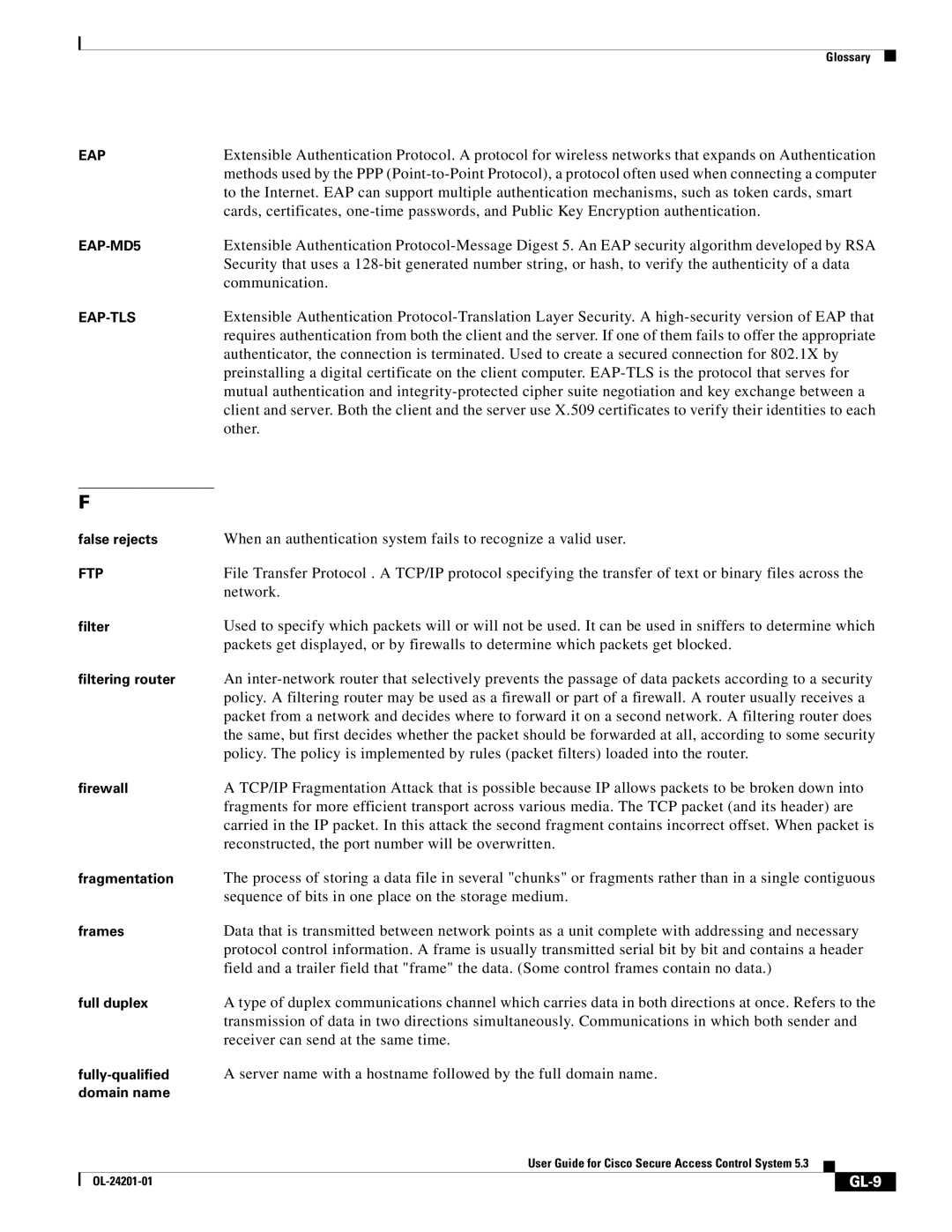 Cisco Systems OL-24201-01 manual GL-9, Ftp 