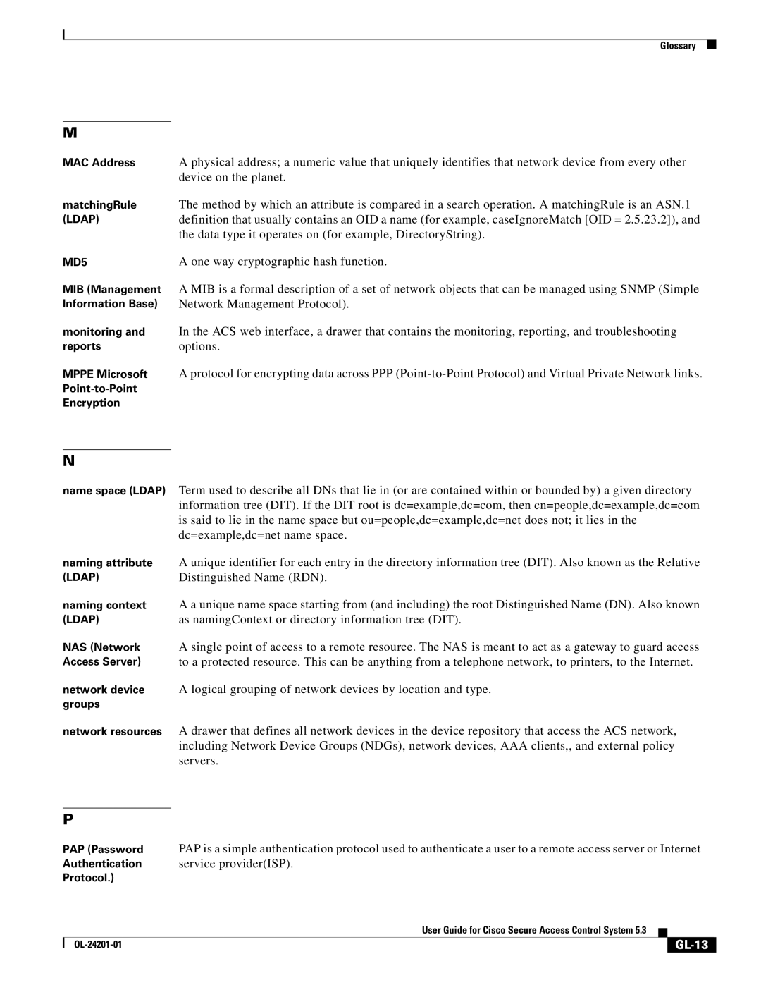 Cisco Systems OL-24201-01 manual Service providerISP, GL-13 