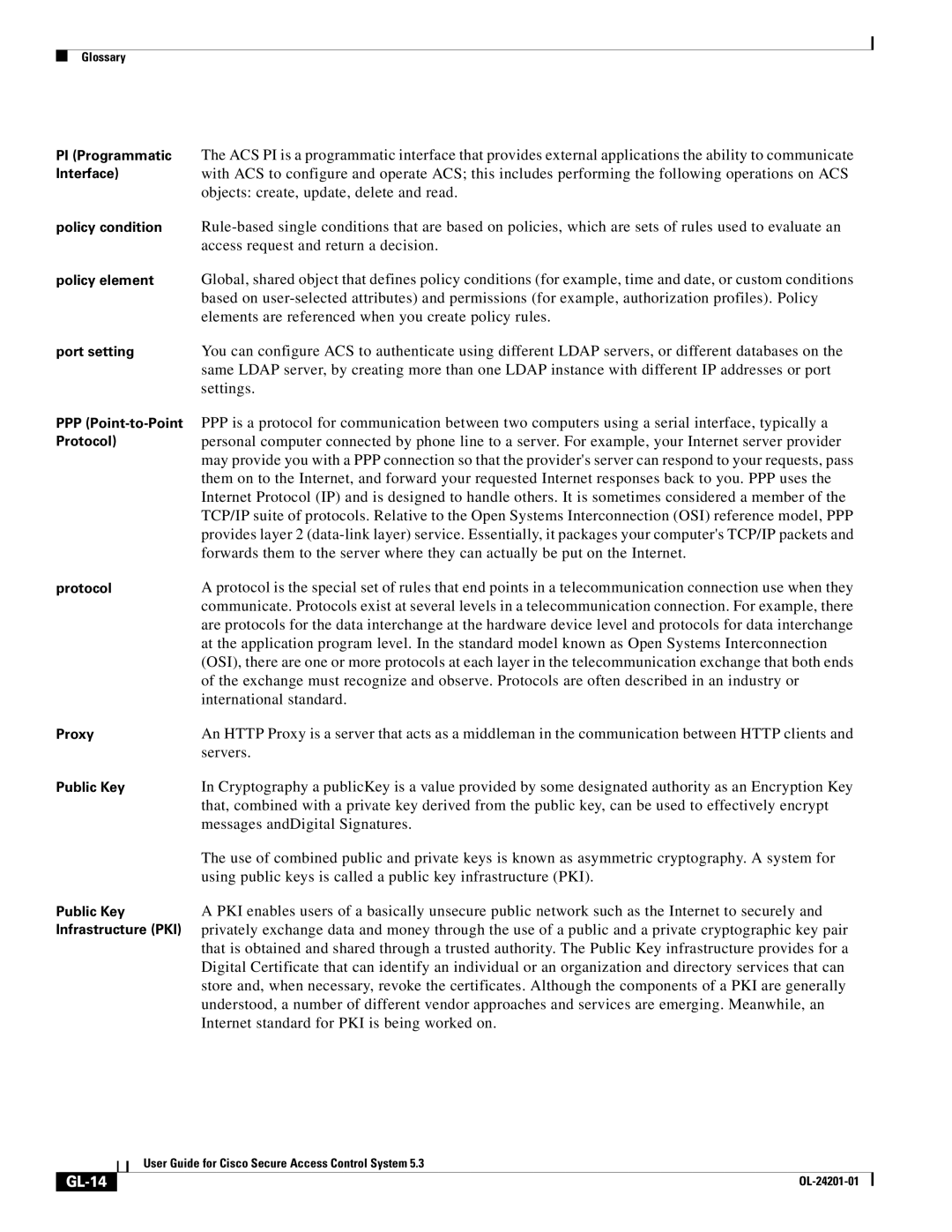 Cisco Systems OL-24201-01 manual GL-14 