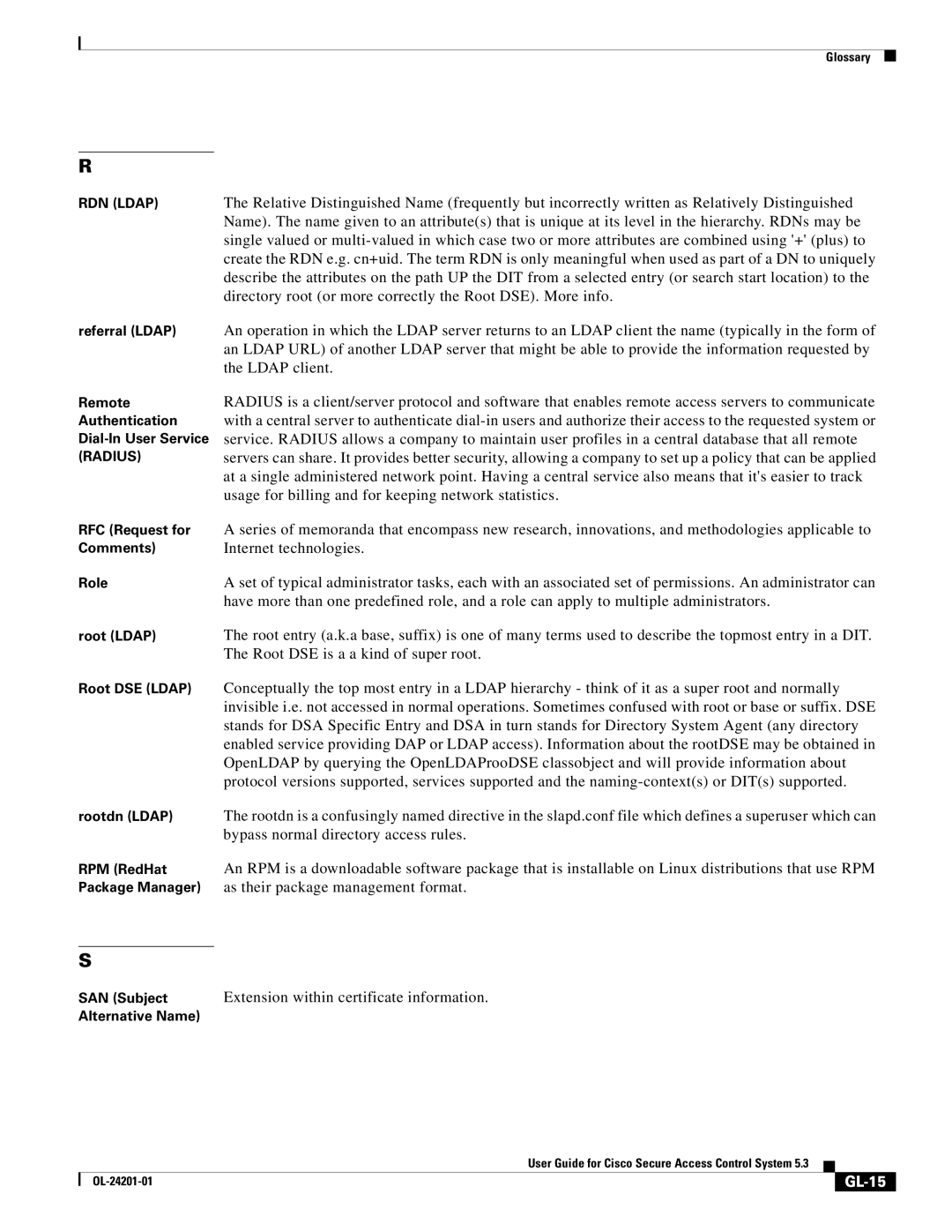 Cisco Systems OL-24201-01 manual Extension within certificate information, GL-15 