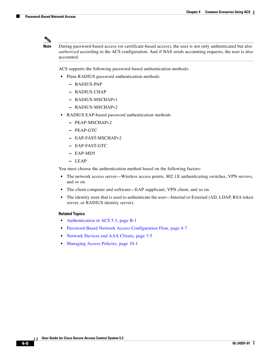 Cisco Systems OL-24201-01 manual Radius-Pap Radius-Chap, Peap-Gtc, EAP-FAST-GTC EAP-MD5 Leap 