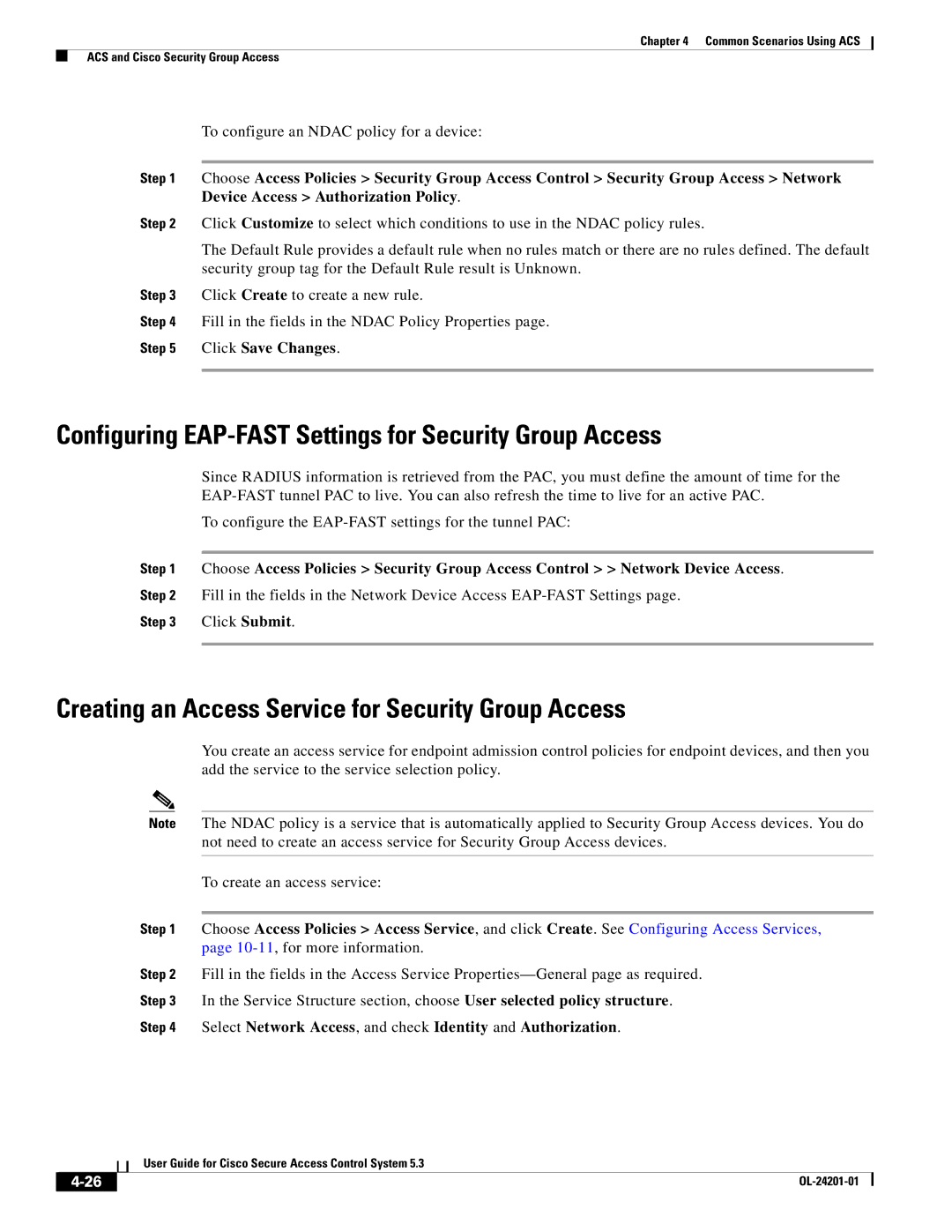 Cisco Systems OL-24201-01 manual Configuring EAP-FAST Settings for Security Group Access 