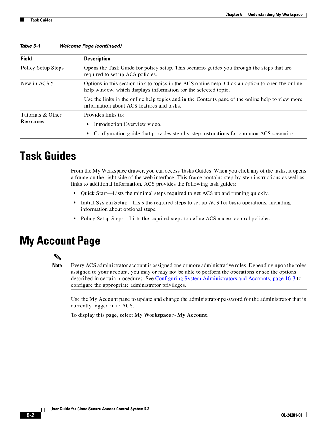 Cisco Systems OL-24201-01 manual Task Guides, My Account 