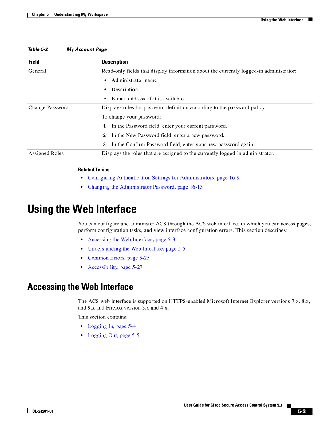 Cisco Systems OL-24201-01 manual Using the Web Interface, Accessing the Web Interface, Logging In, Logging Out 