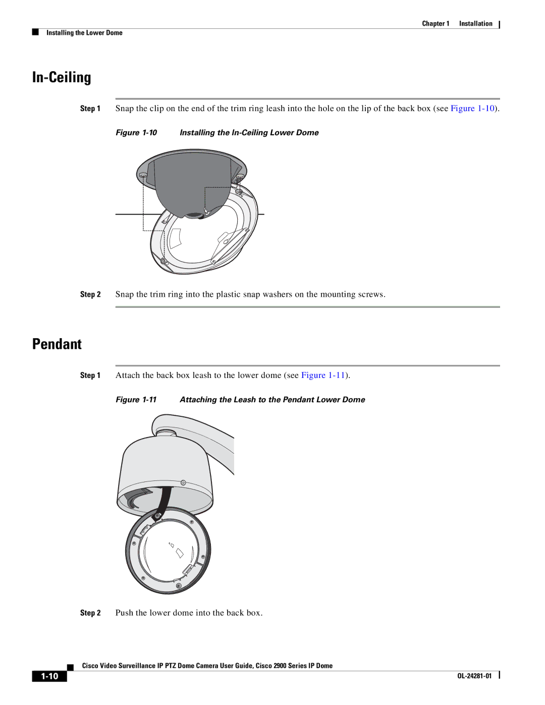 Cisco Systems OL-24281-01, 2900 manual Attach the back box leash to the lower dome see Figure 