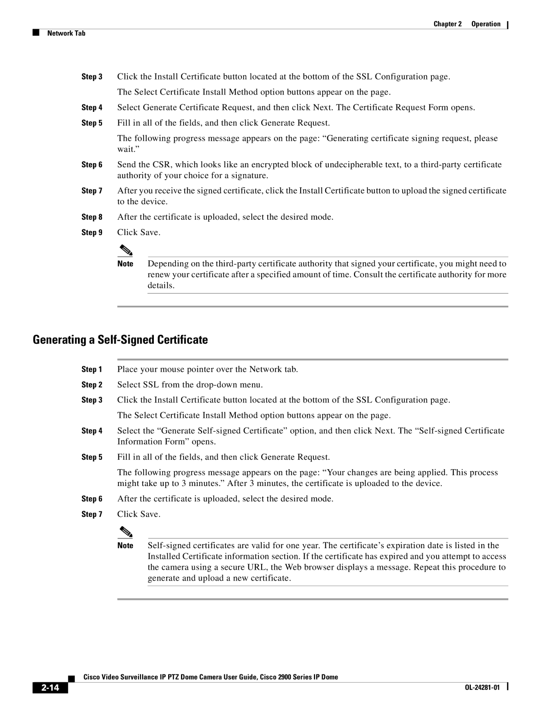 Cisco Systems OL-24281-01, 2900 manual Generating a Self-Signed Certificate 