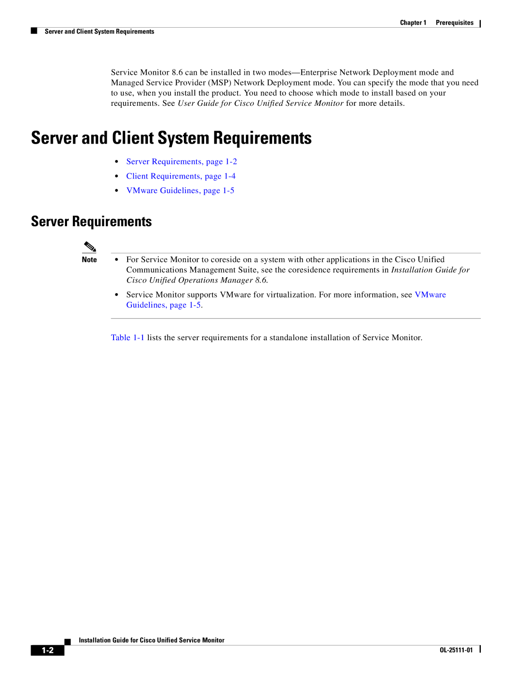 Cisco Systems OL-25111-01 manual Server and Client System Requirements, Server Requirements, Guidelines 