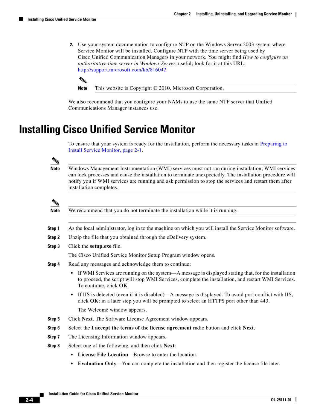 Cisco Systems OL-25111-01 manual Installing Cisco Unified Service Monitor 