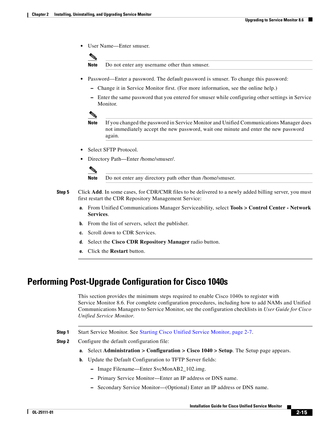 Cisco Systems OL-25111-01 manual Performing Post-Upgrade Configuration for Cisco 1040s 