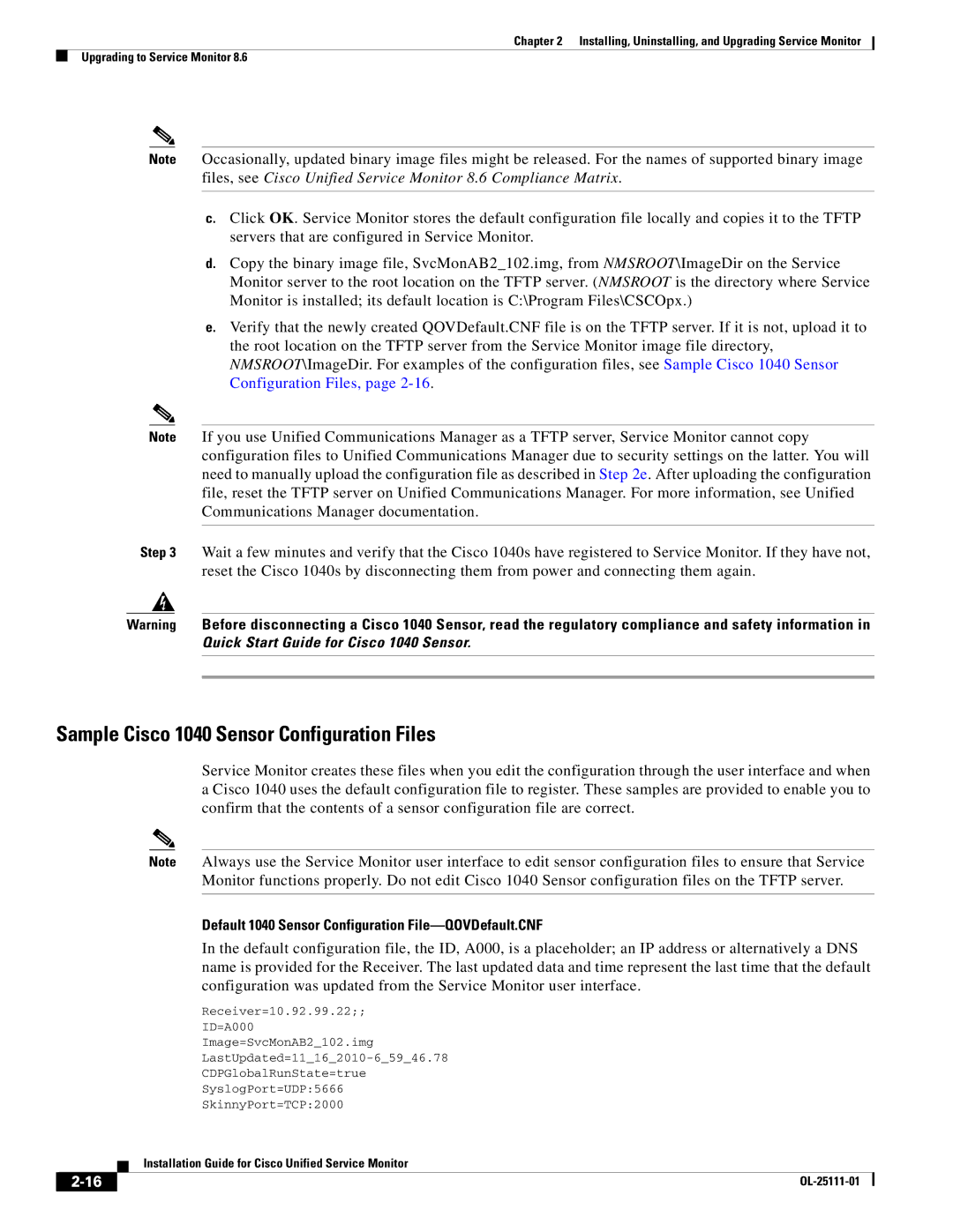 Cisco Systems OL-25111-01 manual Sample Cisco 1040 Sensor Configuration Files 