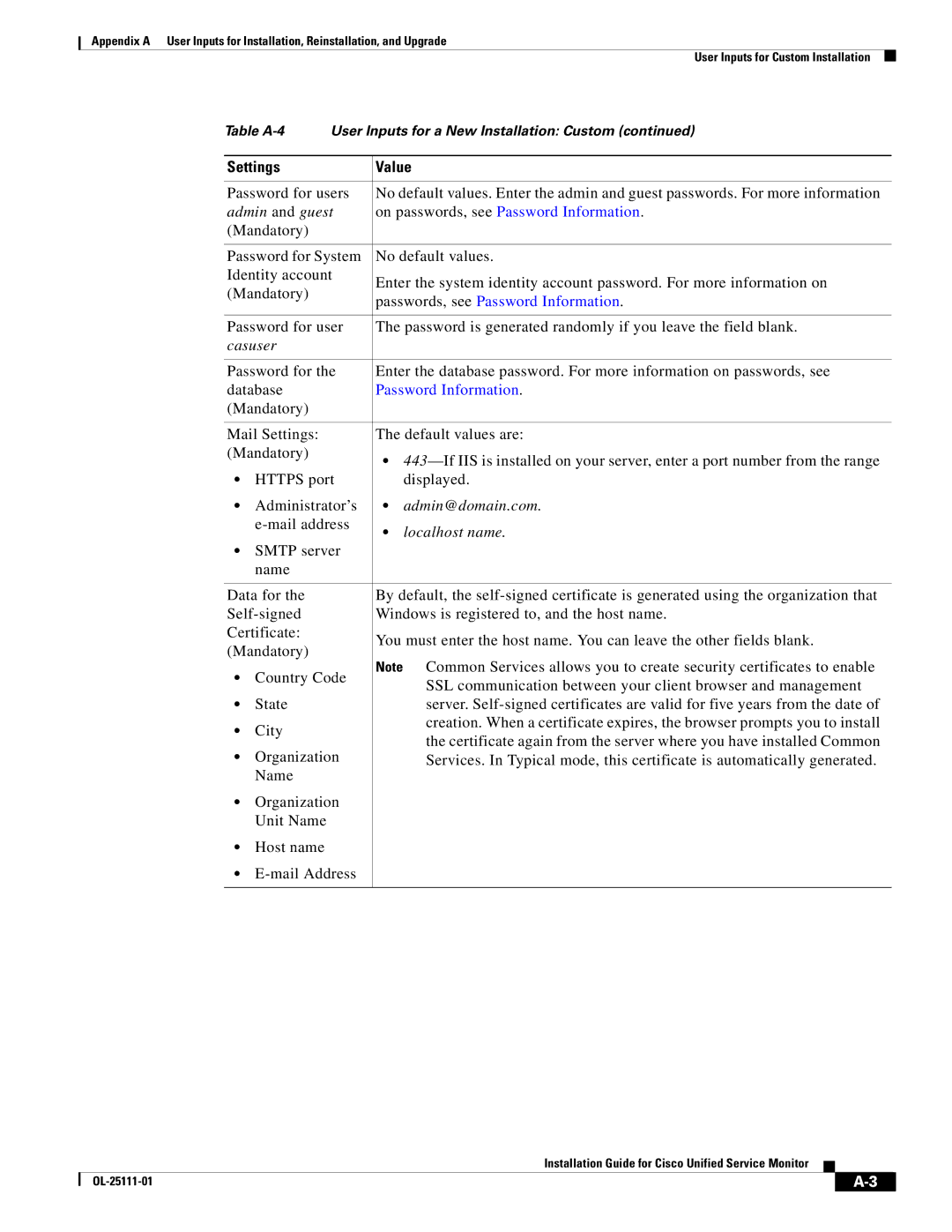 Cisco Systems OL-25111-01 manual Admin and guest, On passwords, see Password Information 