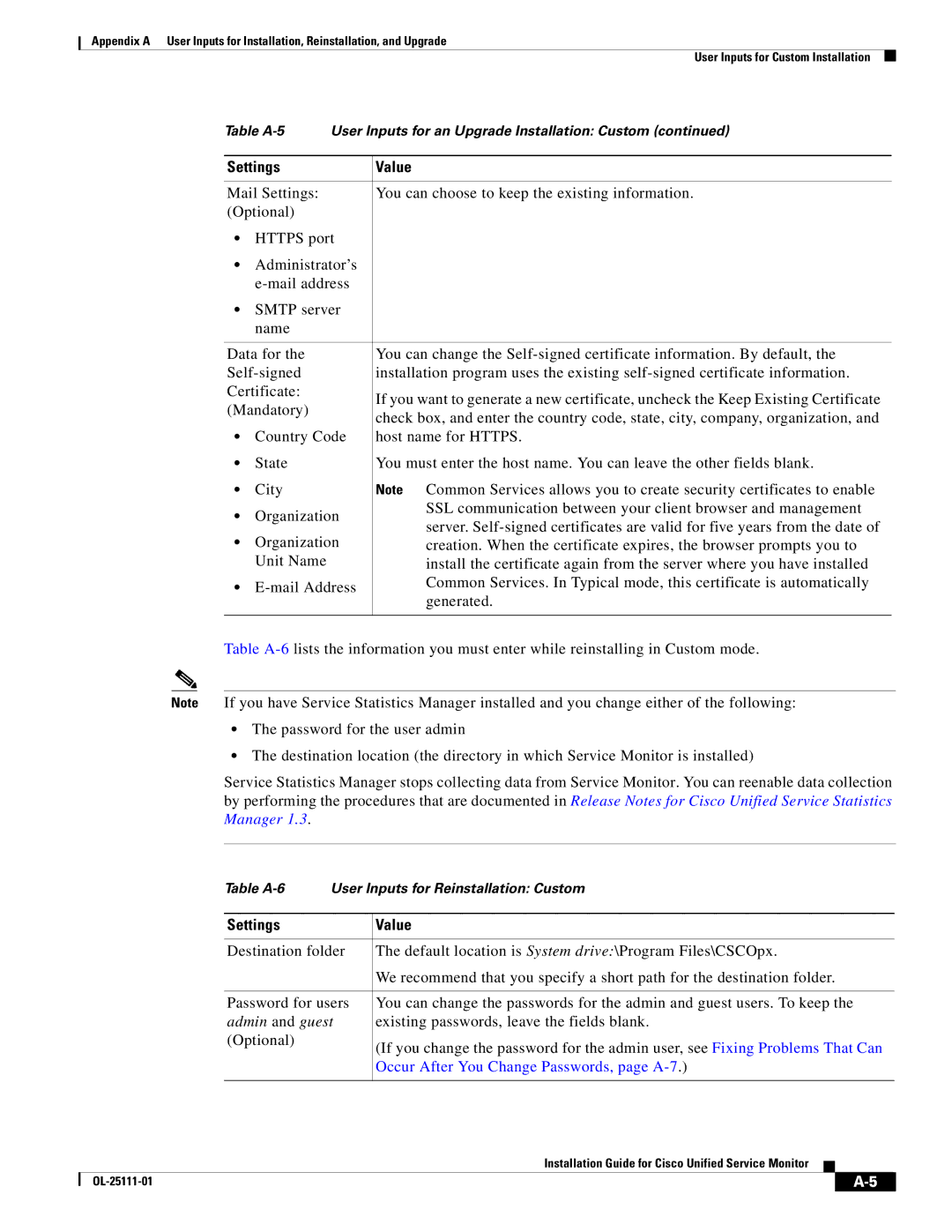 Cisco Systems OL-25111-01 manual Existing passwords, leave the fields blank 