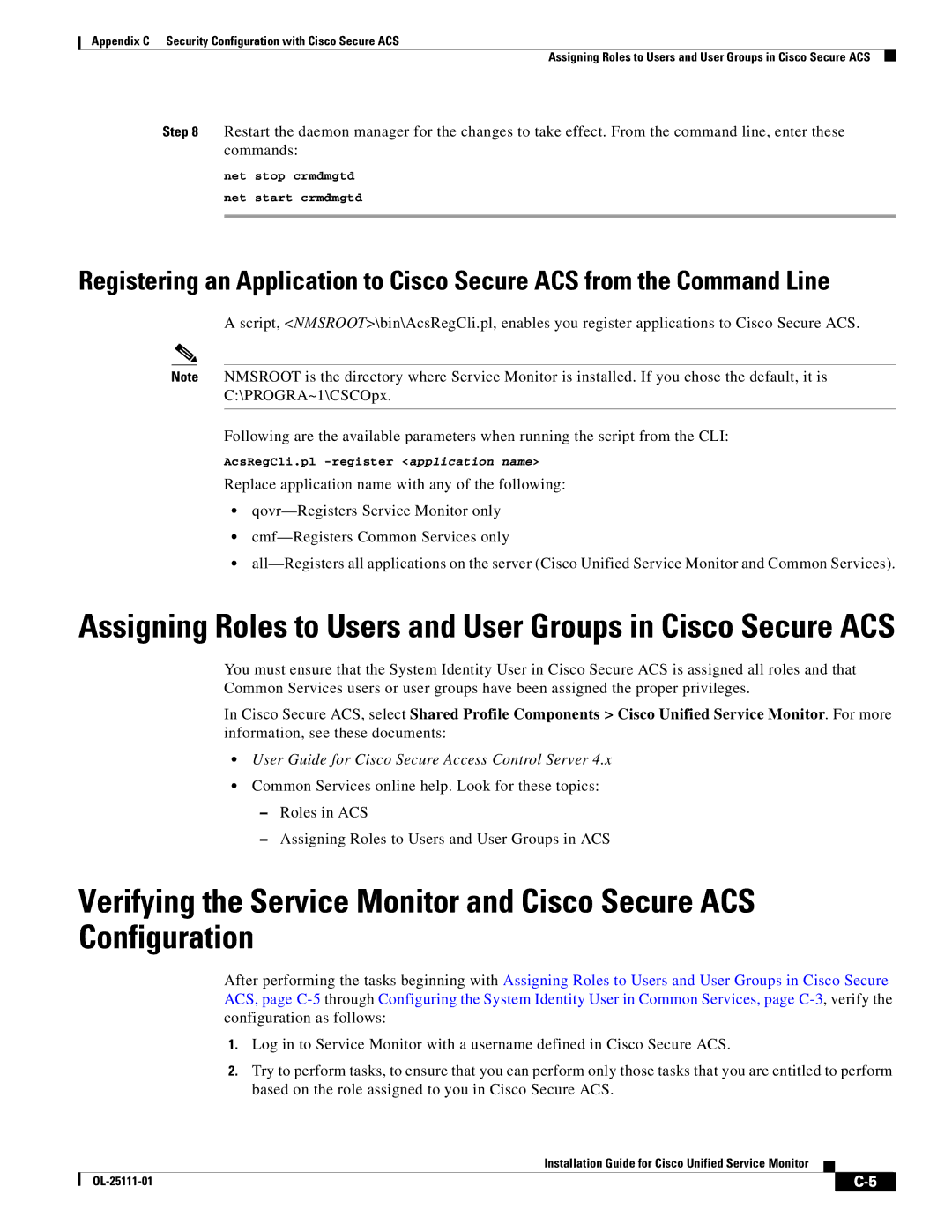 Cisco Systems OL-25111-01 manual Assigning Roles to Users and User Groups in Cisco Secure ACS 