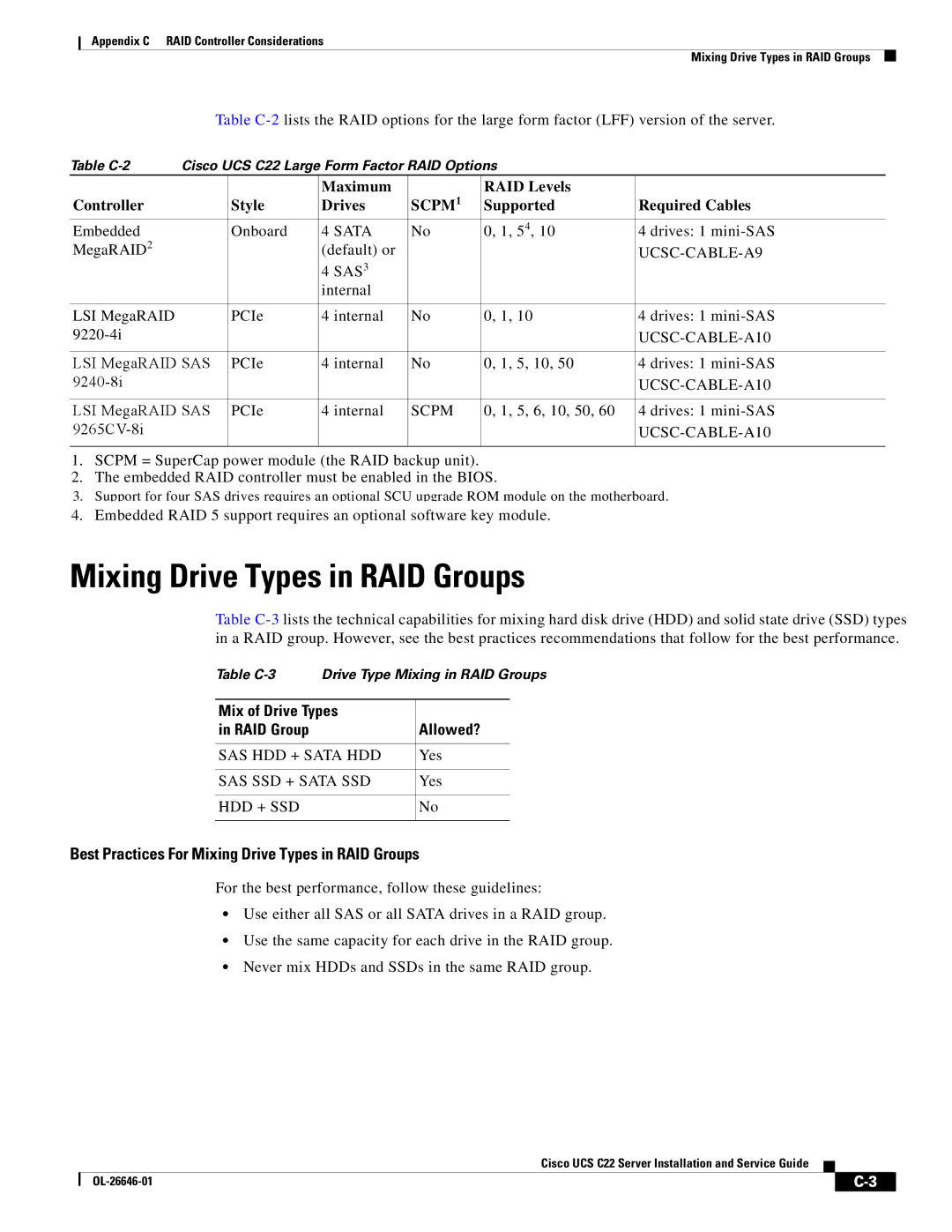 Cisco Systems OL-26646-01 manual Best Practices For Mixing Drive Types in RAID Groups, Yes 