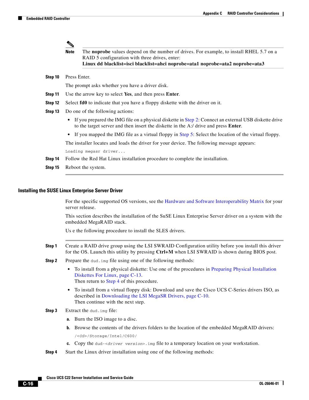 Cisco Systems OL-26646-01 manual Installing the Suse Linux Enterprise Server Driver 