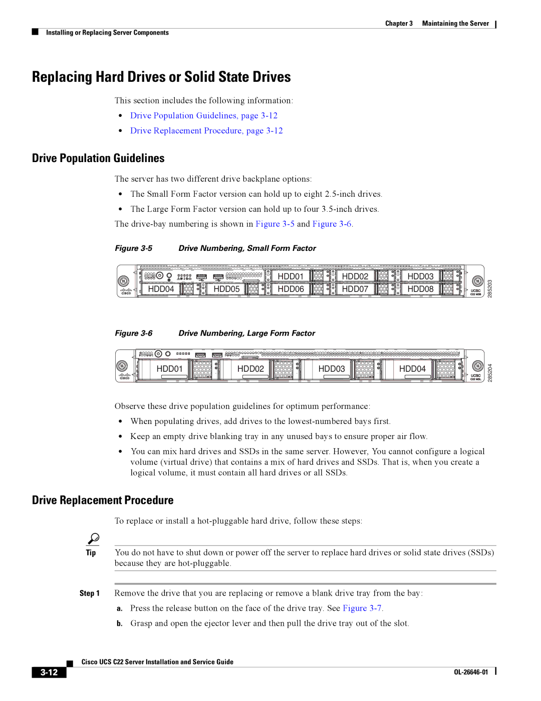 Cisco Systems OL-26646-01 manual Replacing Hard Drives or Solid State Drives, Drive Population Guidelines 