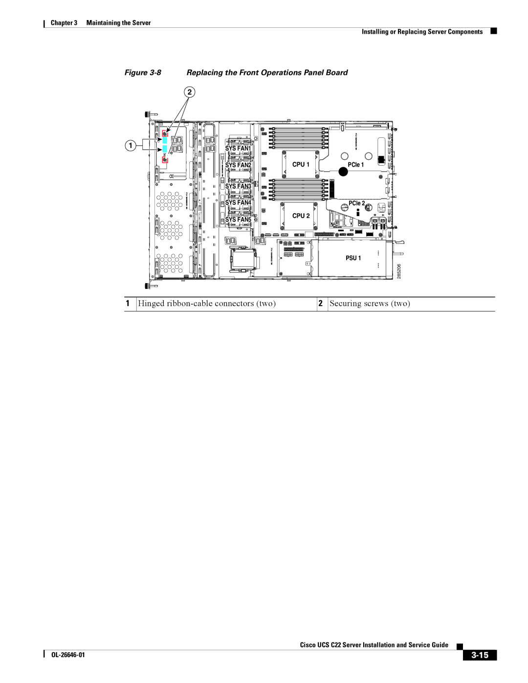 Cisco Systems OL-26646-01 manual Hinged ribbon-cable connectors two Securing screws two 