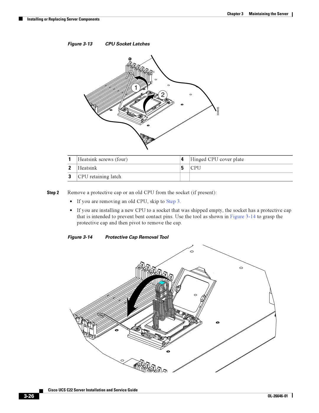 Cisco Systems OL-26646-01 manual Heatsink screws four Hinged CPU cover plate, Cpu 