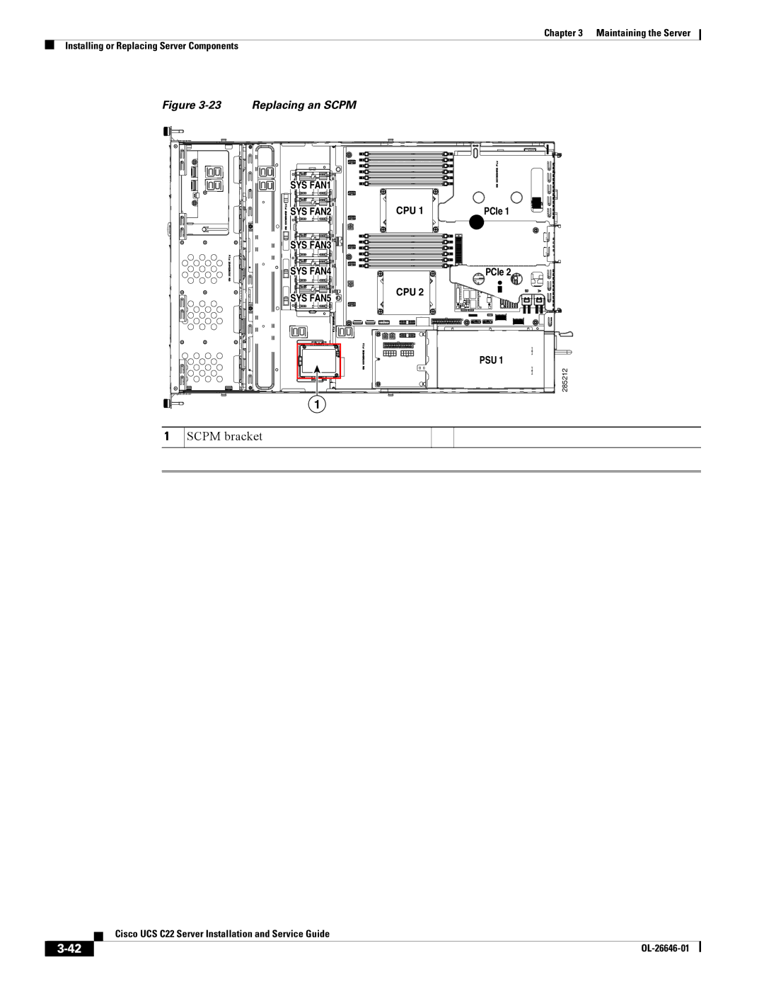 Cisco Systems OL-26646-01 manual Scpm bracket, Replacing an Scpm 