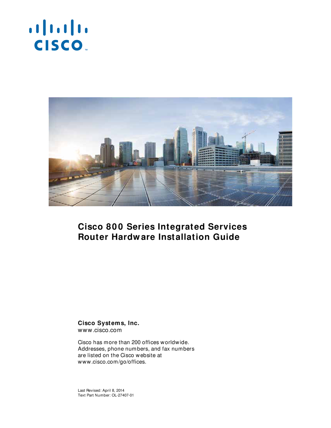 Cisco Systems OL-27407-01 manual Cisco Systems, Inc 