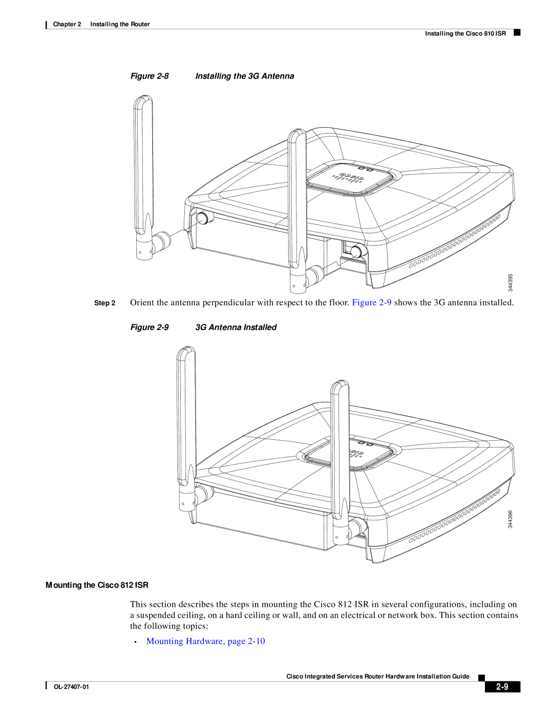 Cisco Systems OL-27407-01 manual Mounting the Cisco 812 ISR, Mounting Hardware 