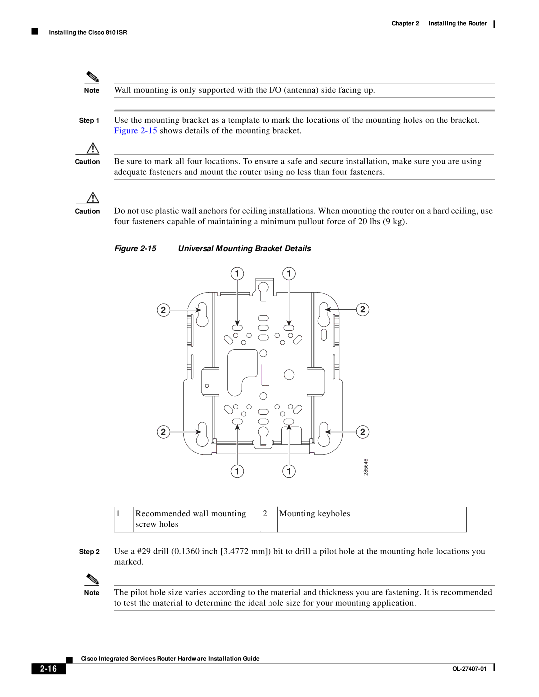 Cisco Systems OL-27407-01 manual Universal Mounting Bracket Details 
